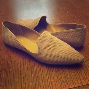 Nude suede flats
